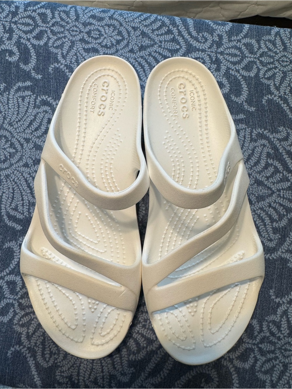 CROCS Women’s White Triple-Strap Slide Sandal